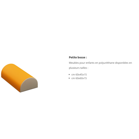 Module Petite bosse de motricité en mousse “Feu” pour bébé et enfant, cylindre orange avec base beige, utilisé en motricité.