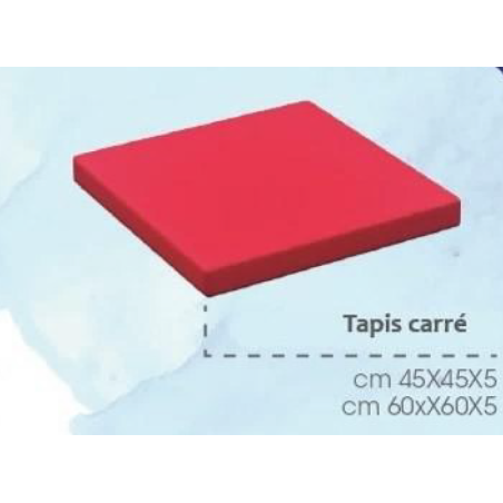 Tapis carré rouge en mousse pliable, vue en perspective, used for motricité.