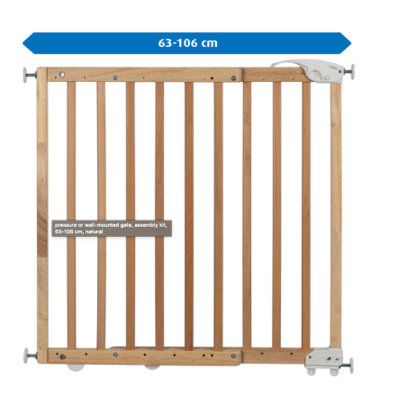 Barrières de sécurité à pression ou mural, kit de montage, 63-106 cm, naturel