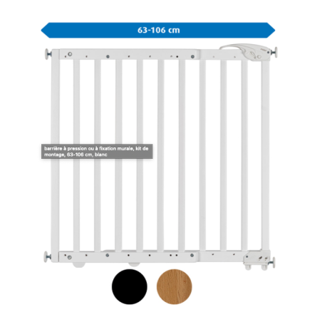 Barrières de sécurité à pression ou à fixation murale, kit de montage, 63-106 cm, blanc