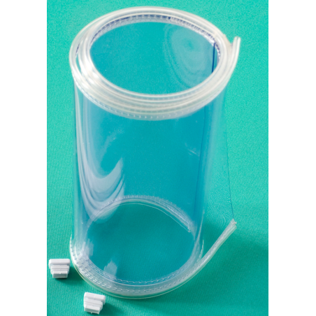 Tube transparent protecteur à doigts avec attaches, longueur 120 cm, bouchons inclus.