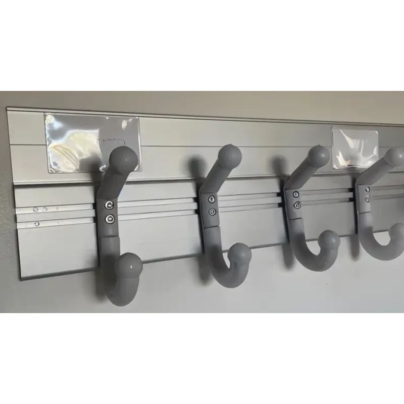 LISSE MURALE PARKID L.1500mm 10 PATERES DOUBLES GRISES +CLIP + VIS CHC INDIV