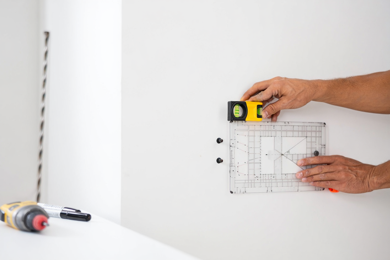 Pose du gabarit et marquage des points de perçage