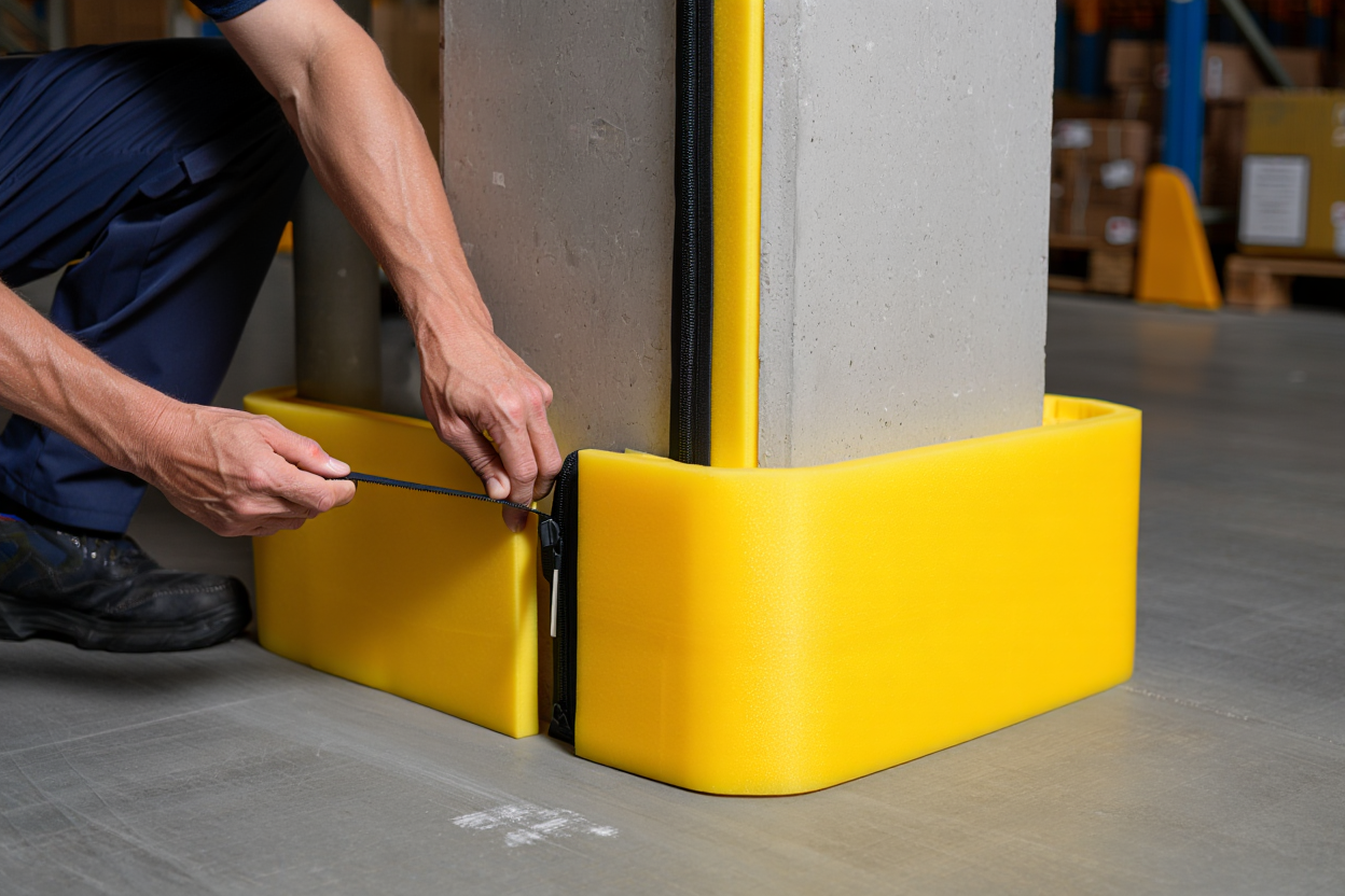 Installation d'une protection de pilier