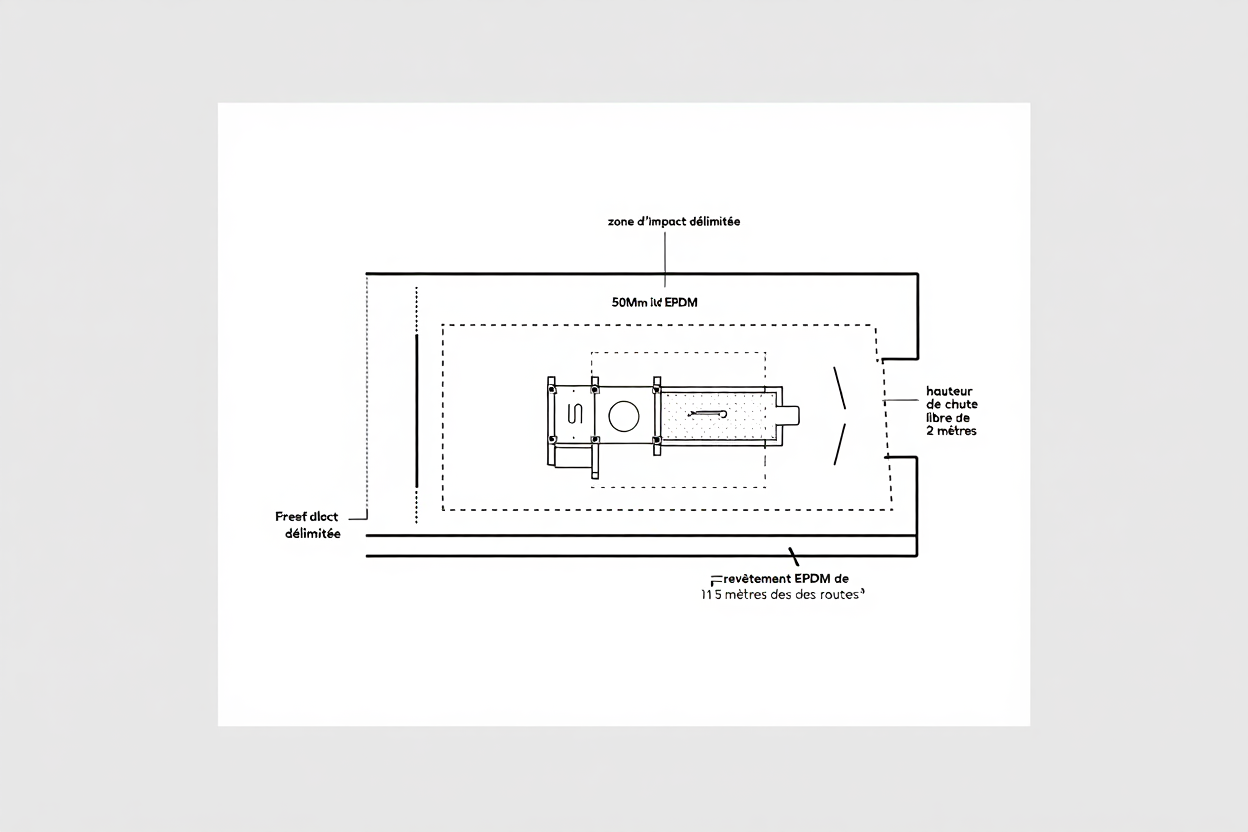 Schéma technique d'une aire de jeux conforme