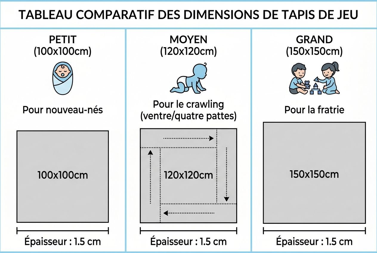 Dimensions et tailles des tapis d'éveil