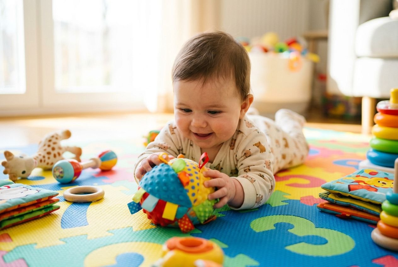 Jeux motricité bébé 6 mois : activités et jouet d'éveil